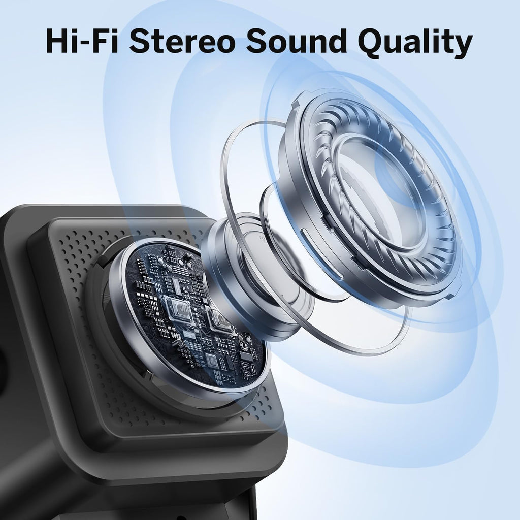 Wireless Induction Speaker 5-In-1 Bluetooth Speaker with Phone Stand,Stereo Sound, 3500Mah Rechargeable, 8 RGB Ambient Light, 360° Adjustable Holder for Iphone/Android/Ipad,Gifts for Men Women (Black)