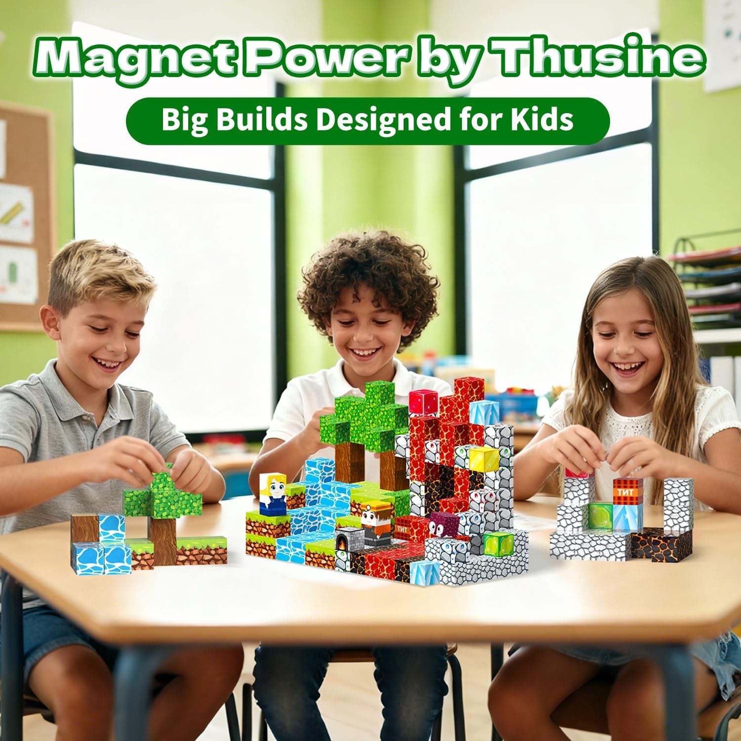 150PCS Magnetic Blocks- Magnetic Building Blocks, Magnet Cubes for Kids Toys, Sensory STEM Building Toys for 3-5 4-6 5-7 6-8 Year Old Boys Girls Christmas Birthday Gifts Travel Outdoor Kids Games