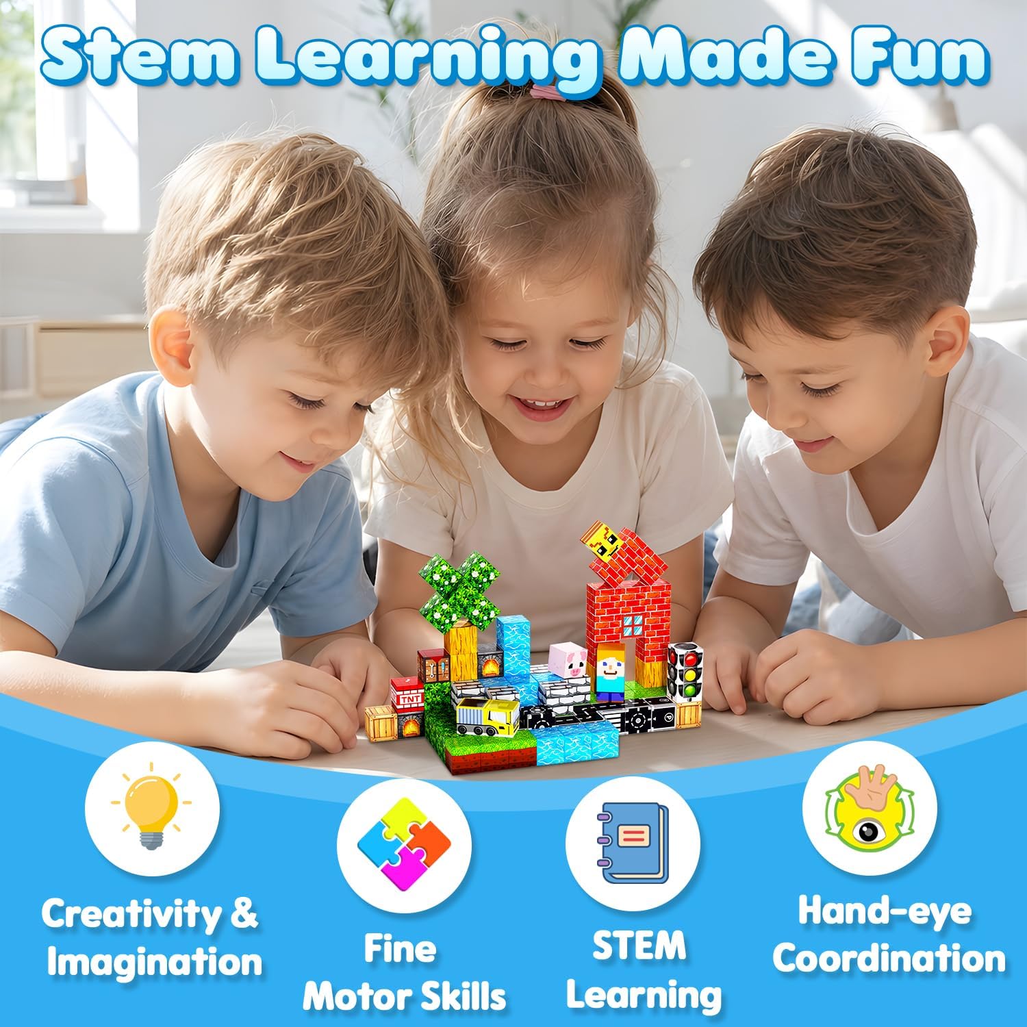 100PCS Magnetic Blocks Set for Kids Ages 3+