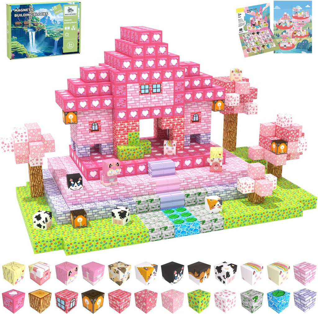 Magnetic Blocks, 48PCS Magnetic Tiles Building Blocks